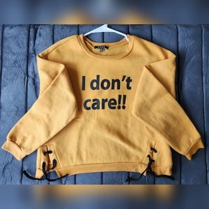 Yellow Cropped Long Sleeve Sweatshirt